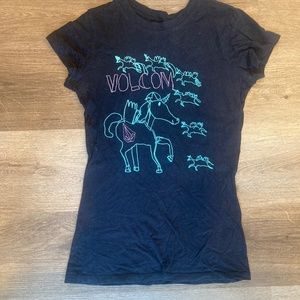 Black Vintage Emo Volcom Unicorn Skate Tee Juniors M